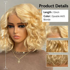 613 Blonde Short Cut Bob Wigs Loose Body Wave Human Hair