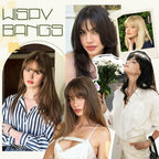 Clip in Bangs 100% Human Hair Toppers 360°3D Hair Pieces Clip On Air Bangs Extensions