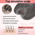 Human Hair Toppers for women 10 Inch Clip in Bangs 100％ Human Hair Toppers for Thinning Hair Cover Hair Pieces with Silk Base-Silver White