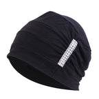 Amazon solid color chemotherapy cap confinement cap pearl accessories modal cotton headscarf cap nightcap JDT-241-1C