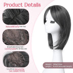 Short Layered Hair Topper with Bangs for Women with Thinning Hair 14 Inch 100% Human Hair Wigs Piece