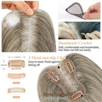 Hair Toppers for Women Real Human Hair Salt and Pepper Grey Human Hair Toppers 10 inch Dark Grey