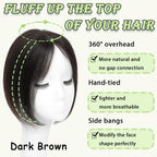 Hair Toppers for Women Real Human Hair 360° No Bangs Upgrade Lace Base Human Hair Toppers