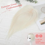 Human Hair Toppers for women 10 Inch Clip in Bangs 100％ Human Hair Toppers for Thinning Hair Cover Hair Pieces with Silk Base-Silver White