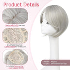 Short Layered Hair Topper with Bangs for Women with Thinning Hair 14 Inch 100% Human Hair Wigs Piece