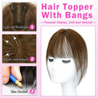 Hair Toppers For Women Real Hair 360° 3D Cover Human Hair Topper Wig with Bangs Hair Pieces