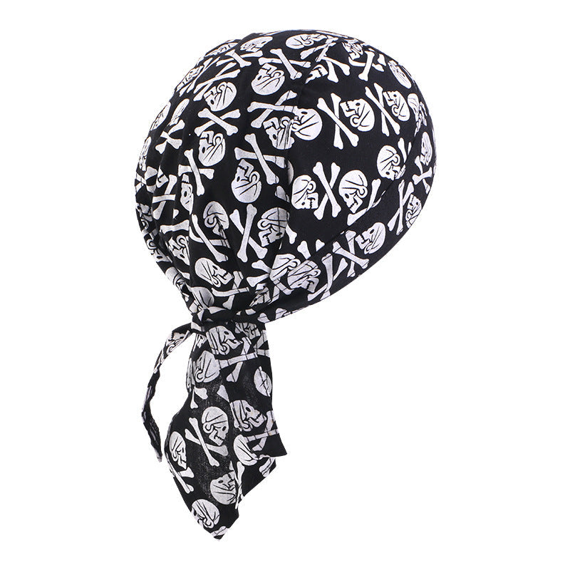 New Flame Print Pirate Hat for Men and Women, Hip-Hop Street Dance Ribbon Headwrap, Cycling Hat Jdd-09E