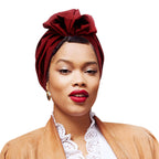 Europe and the United States popular pleated flower turban hat adult solid color bow dish flower wrap hat hair care cap JDT-52