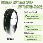 Hair Toppers for Women Real Human Hair 360° No Bangs Upgrade Lace Base Human Hair Toppers
