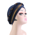 Cross-Border Braided Headscarf Hat Factory New Model Gold-Stamped Two-Color Handmade Headscarf Custom-Made Upon Request Jdt-429M