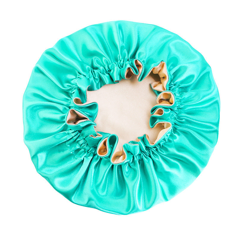 Auricularie Edge Color Solid Color Double Layer Nightcap Contrast Color Tapis Hat Silk Beauty Care Cap JDB-443A-2