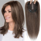 Hair Toppers for Women Real Human Hair 150% Density Clip In Topper Hairpieces 10 × 12CM Swiss Base Wiglet Top Hair Pieces for Women with Thinning Hair（12Inch,1B#）