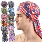 Cross-Border New Style Imitation Silk Camouflage Headscarf Hat, Long-Tailed Pirate Hat, Tie-On Head Wrap Hat Tjm-05-3H