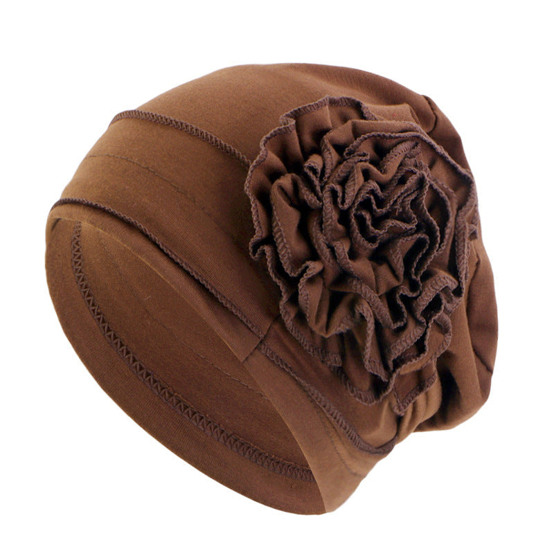 Cross-border new cotton flower elastic turf cap pullover cap moon cap chemotherapy cap JDT-417B