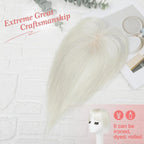 Human Hair Toppers for women 10 Inch Clip in Bangs 100％ Human Hair Toppers for Thinning Hair Cover Hair Pieces with Silk Base-Silver White