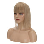Human Hair Toppers For Women 100% Remy Topper With/Without Bangs 13*15CM Silk Base Clip In Topper 14inch - Blonde