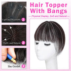 Hair Toppers For Women Real Hair 360° 3D Cover Human Hair Topper Wig with Bangs Hair Pieces