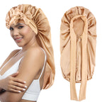 Cross-border Wide-brimmed Stretch-in Long Ribbon Scarlet Nightcap Long Barrel Hair-care Hat Band Tape Hood JDB-446V