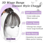 Clip in Bangs 100% Human Hair Toppers 360°3D Hair Pieces Clip On Air Bangs Extensions