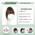 Hair Piece Clip in Bangs Human Hair 360° Cover Wipsy Bangs Hair Toppers for Women