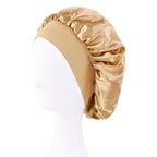 LOGO printing satin nightcap wide brimmed hair band round hat turban hat beauty salon home hat TJM-301