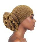 Cross-border new bright silk big flower headscarf hat ethnic style toe cap retro fashion hat TJM-322