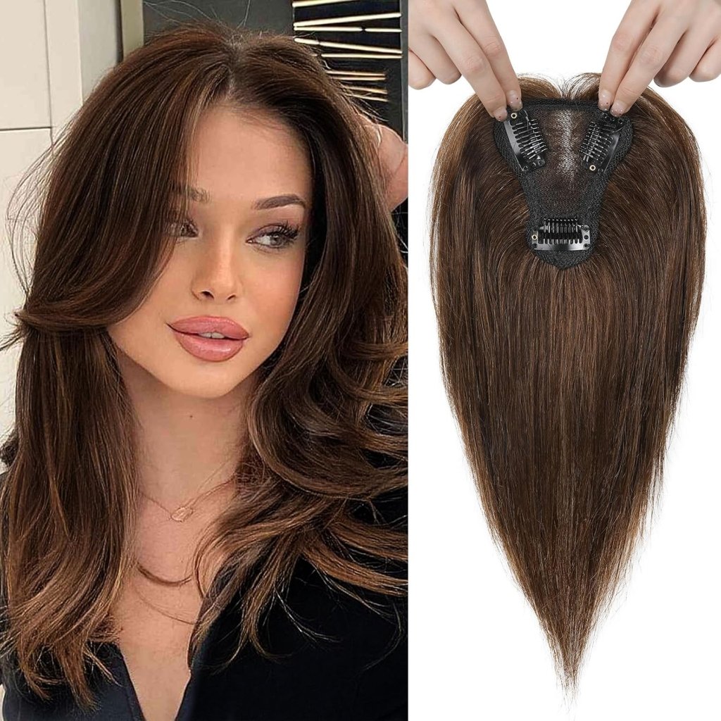 Real Human Hair Topper 10 inch Women Hair Toppers for Thinning Hair Light Grey Wigs