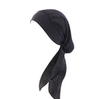 Pastoral Style Elastic Wide-Brimmed Imitation Silk Turban Hat, Long Tail Braid Hat, Chemotherapy Hat, Cross-Border Supply