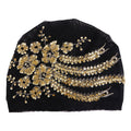 Lace Beaded Sequin Floral Turban Hat, Base Hat, Head Wrap Hat, Mesh Hair Protection Hat Jdt-523