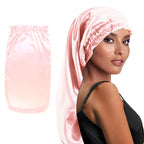 Amazon Elastic Fungus Lace Imitation Silk Long Tube Nightcap Beauty Hair Care Cap Perm Hair Care Turban Cap