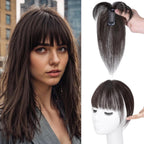 Clip in Bangs 100% Human Hair Toppers 360°3D Hair Pieces Clip On Air Bangs Extensions