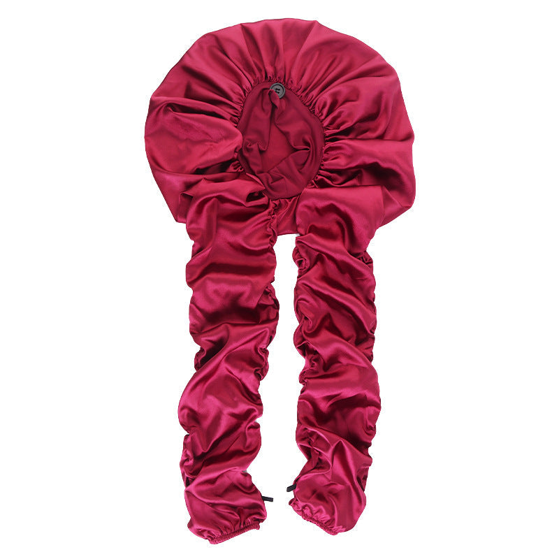 New Simulated Silk Elastic Long Sleeve Sleeping Hat for Women's Long Braid Beauty Care Hair Care Hat JDB-522B