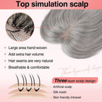 Human Hair Toppers for women 10 Inch Clip in Bangs 100％ Human Hair Toppers for Thinning Hair Cover Hair Pieces with Silk Base-Silver White
