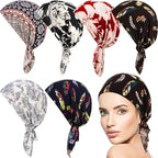 Cross-Border New Women's Cotton Braided Pirate Hat Triangle Turban Hat Printed Turban Hat Chemotherapy Hat