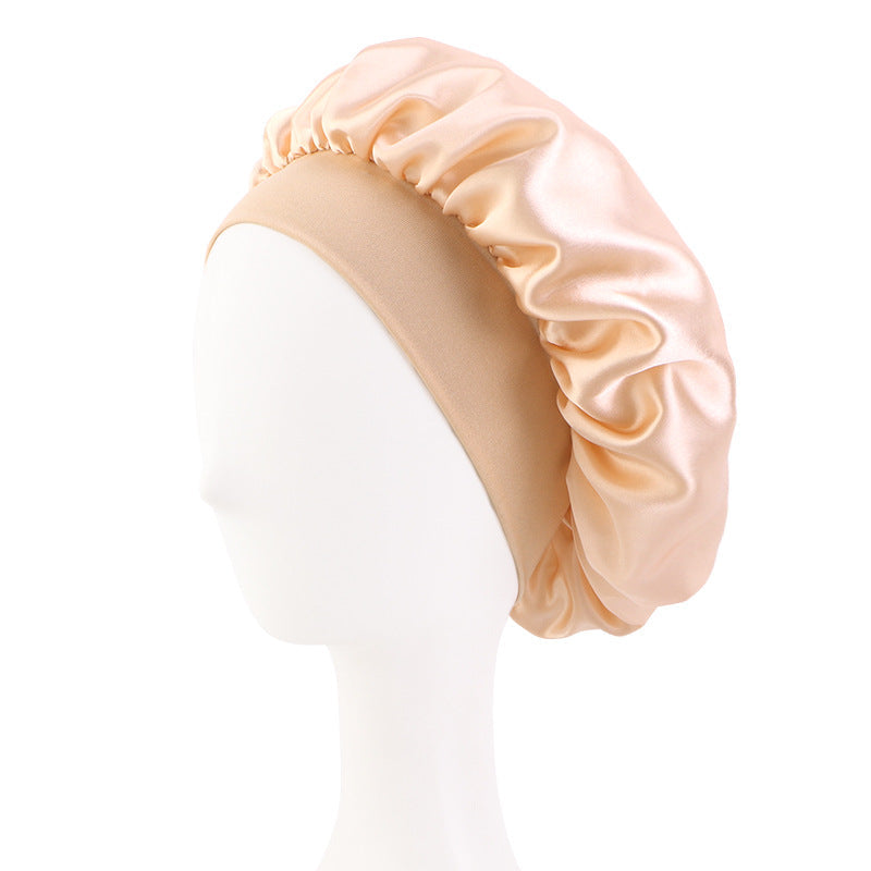 Satin Nightcap Wide-brimmed Hair Band Round Hat Tape Hat Beauty Salon Home Hat TJM-301