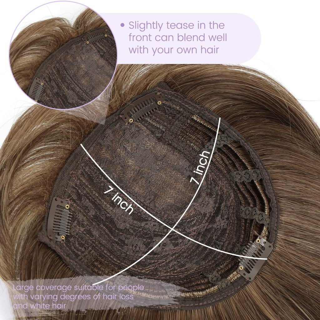Human Hair Pieces Short Bob Hair Toppers with Bangs Side Part Hair