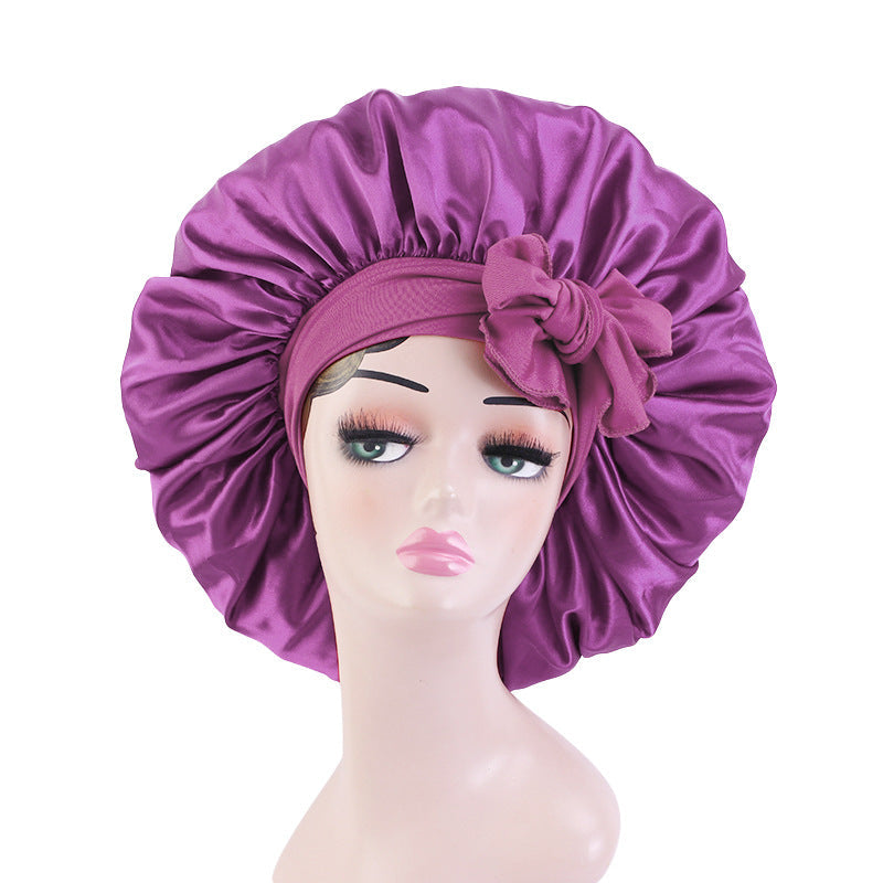 Oversized round hat elastic wide-brimmed ribbon colored nightcap headscarf hat cross-border e-commerce supply TJM-301-3