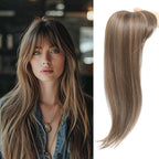Hair Topper with Bangs Hair Clip 360° 3D Cover Fluffy Wigs Hair Piece with Thinning Hair