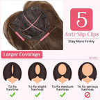 Short Layered Hair Topper with Bangs for Women with Thinning Hair 14 Inch 100% Human Hair Wigs Piece