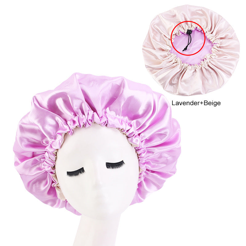 European and American popular adjustable chemotherapy cap shower cap double-sided perm cap Amazon double-layer colored sleeping cap