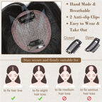 Hair Toppers Real Human Hair 10 inch with Bangs for Women Thinning Hair Dark Grey