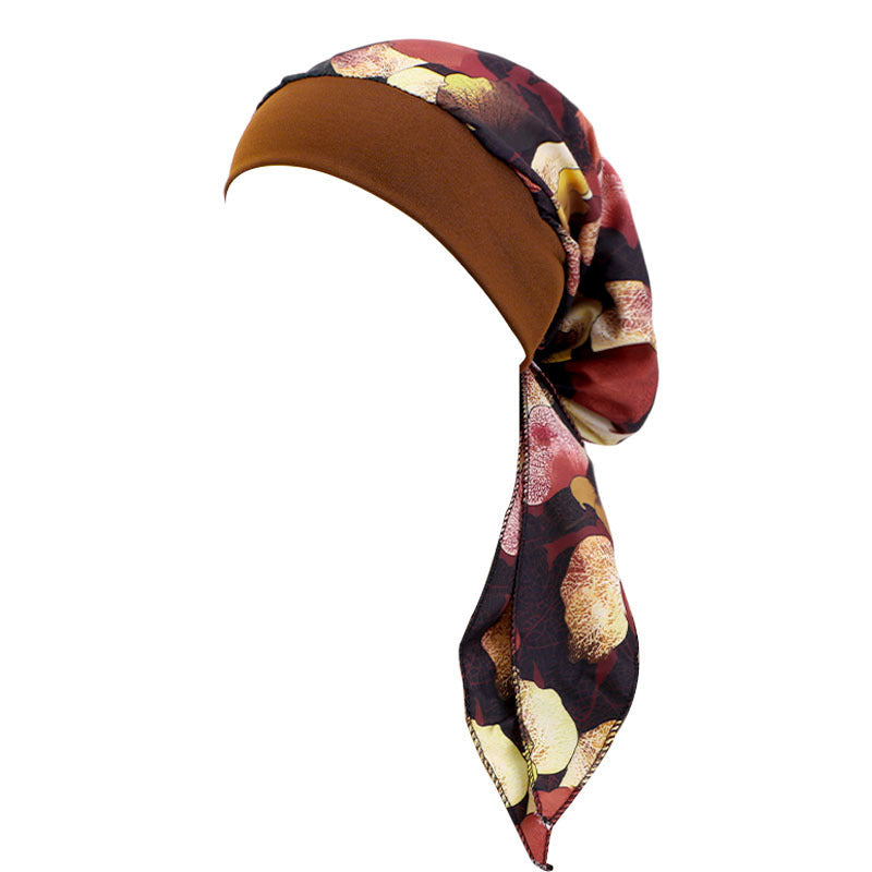 Ethnic Style Tie Tape Cap Elastic Wide Ribbon Baotou Cap Chemotherapy Cap Household Cap JDT-329C