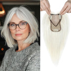Real Human Hair Topper 10 inch Women Hair Toppers for Thinning Hair Light Grey Wigs