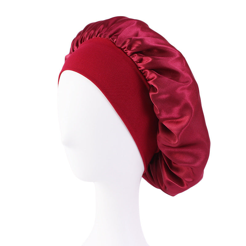Satin Nightcap Wide-brimmed Hair Band Round Hat Tape Hat Beauty Salon Home Hat TJM-301
