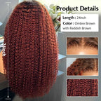 Afro Colored Bleached Knots Human Hair Wig