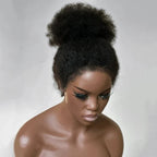 Afro Style Curly Human Hair Lace Front Wigs With Natural Hairline