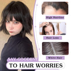 Clip in Bangs 100% Human Hair Toppers 360°3D Hair Pieces Clip On Air Bangs Extensions