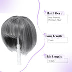 Human Hair Pieces Short Bob Hair Toppers with Bangs Side Part Hair