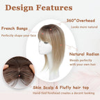 Hair Topper with Bangs Hair Clip 360° 3D Cover Fluffy Wigs Hair Piece with Thinning Hair