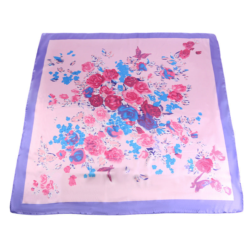 Amazon Women's Satin Square Scarf Imitation Silk Printed Head Scarf Silk Scarf Turban Hat Jdwj-28A